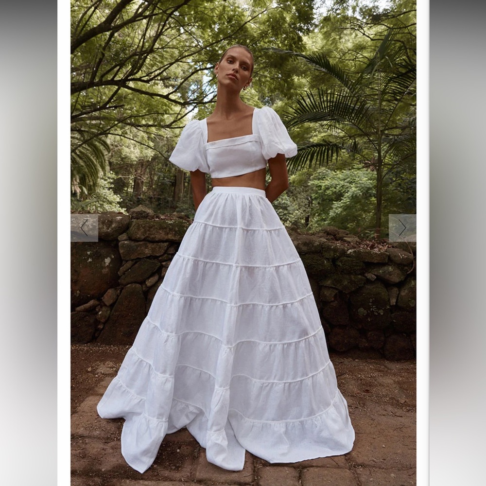 BRAND NEW WITH TAGS AISLE WHITE LINEN TIER LONG SKIRT. Top sold separately